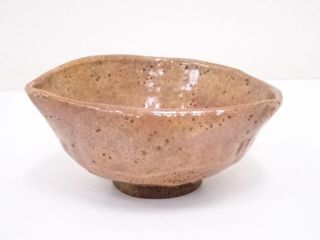 ANTIQUE JAPANESE TEA CEREMONY RED RAKU TEA BOWL CHAWAN